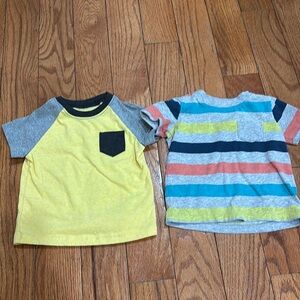 Set of 2- 12 Months short sleeve shirts- colorful yellows and gray!